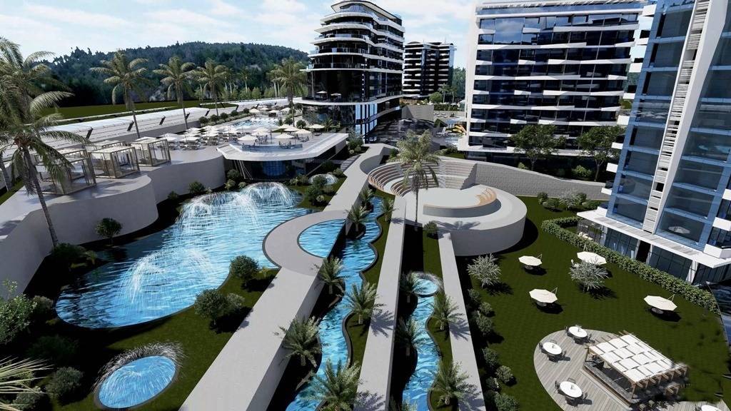 New modern apartments under construction, with many activities Alanya Avsallar