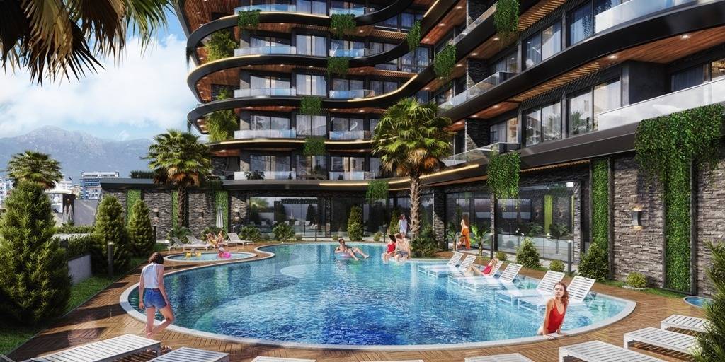 Alanya - Kestel'de plaja 200 m mesafede inşaatı devam eden yeni daireler
